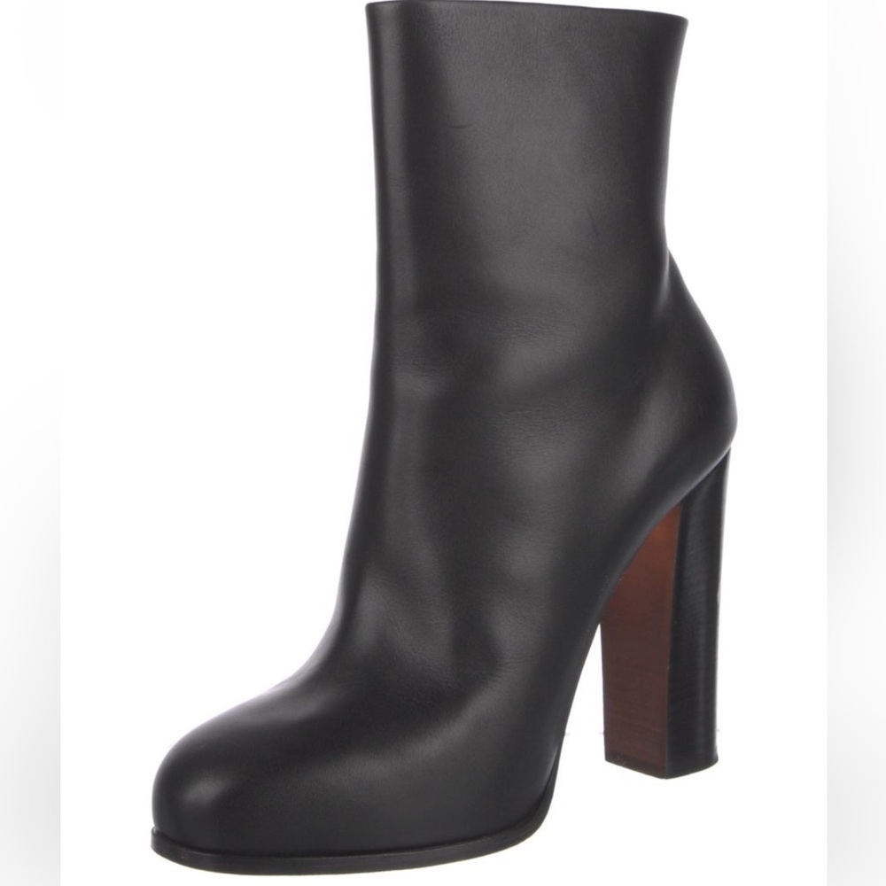 Celine Black Leather High‎ Block Heel Ankle Boot